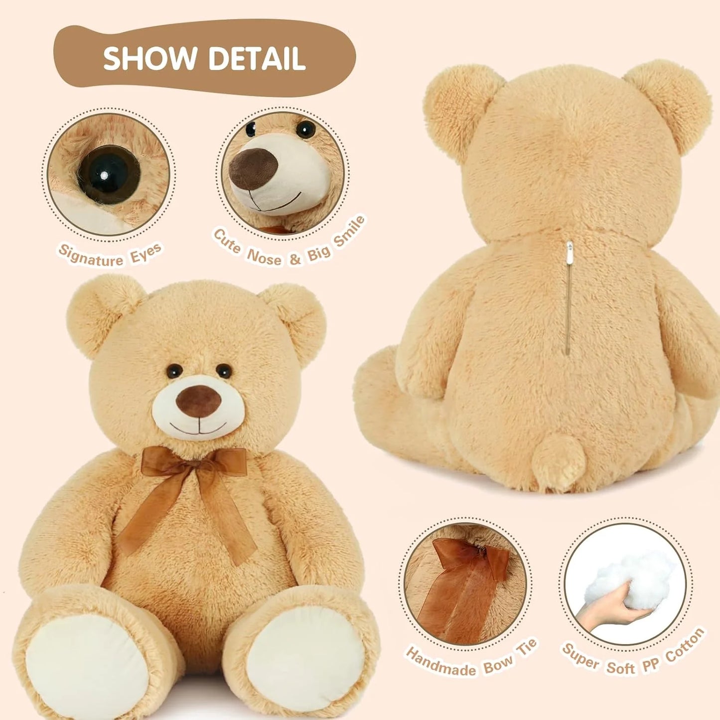 Giant Teddy Bear Stuffed Animal (3 Ft / 36”)