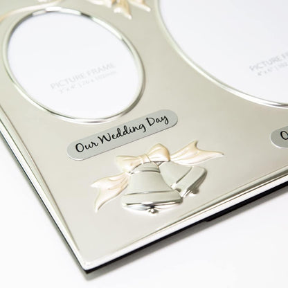 Traditional Two Tone Silver Plated 30Th Pearl Anniversary Double Picture Frame by Happy Homewares