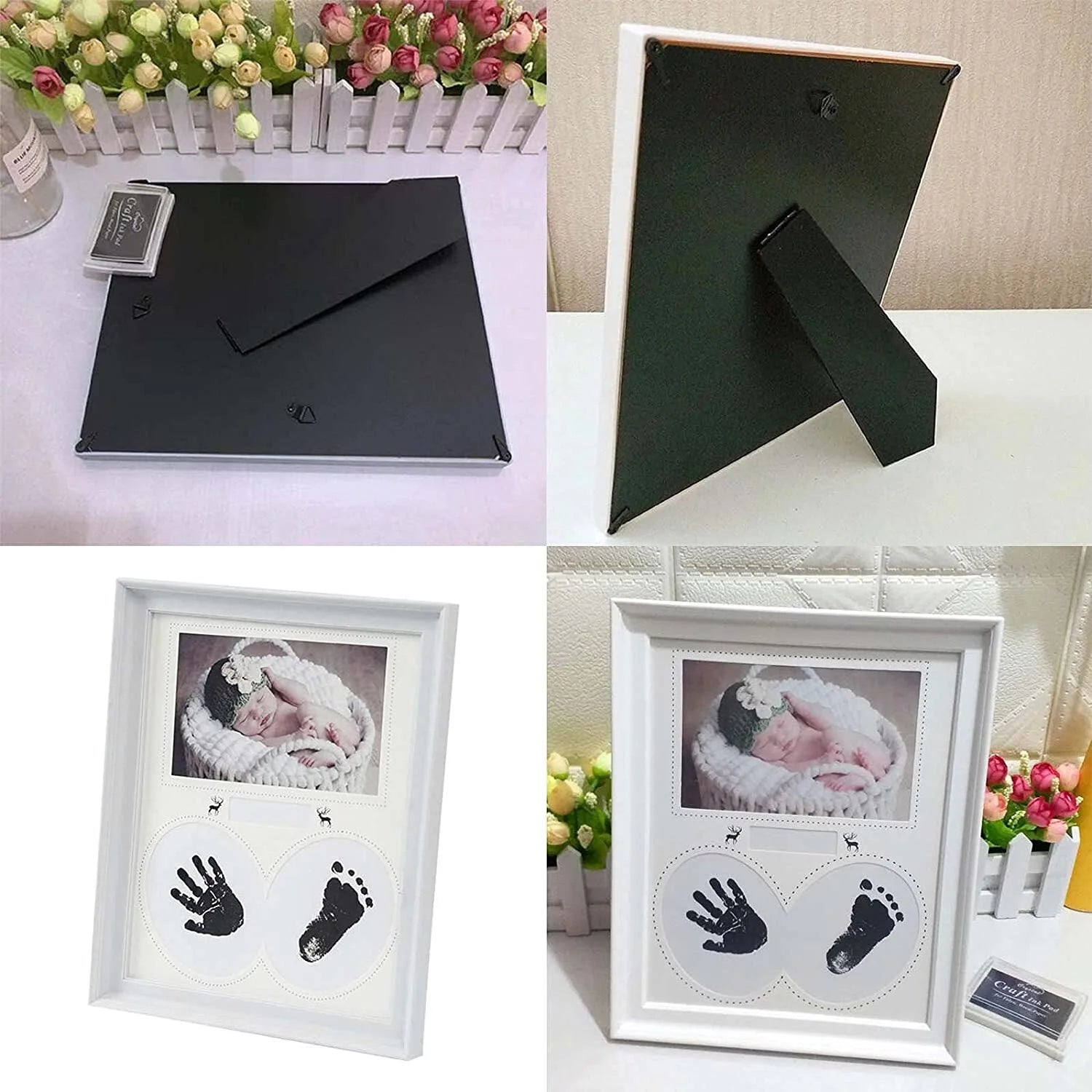 Baby Hand & Footprint Keepsake Frame – Clean Touch Ink, Newborn Gift