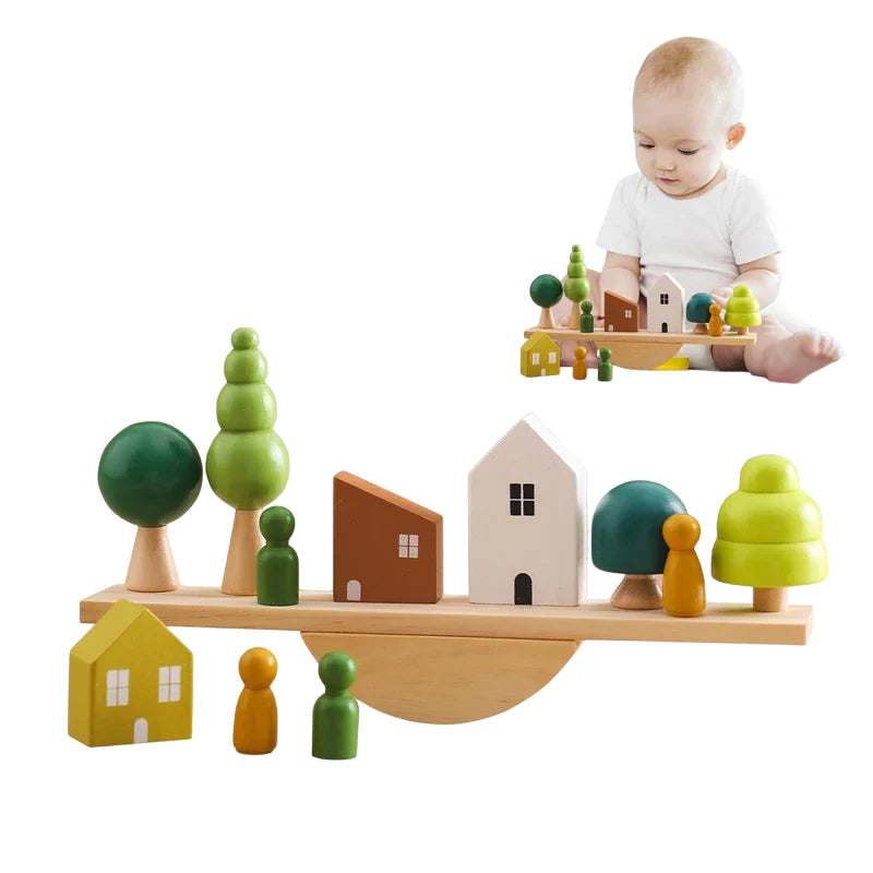 Wooden Tree Balance Toy with Peg Dolls