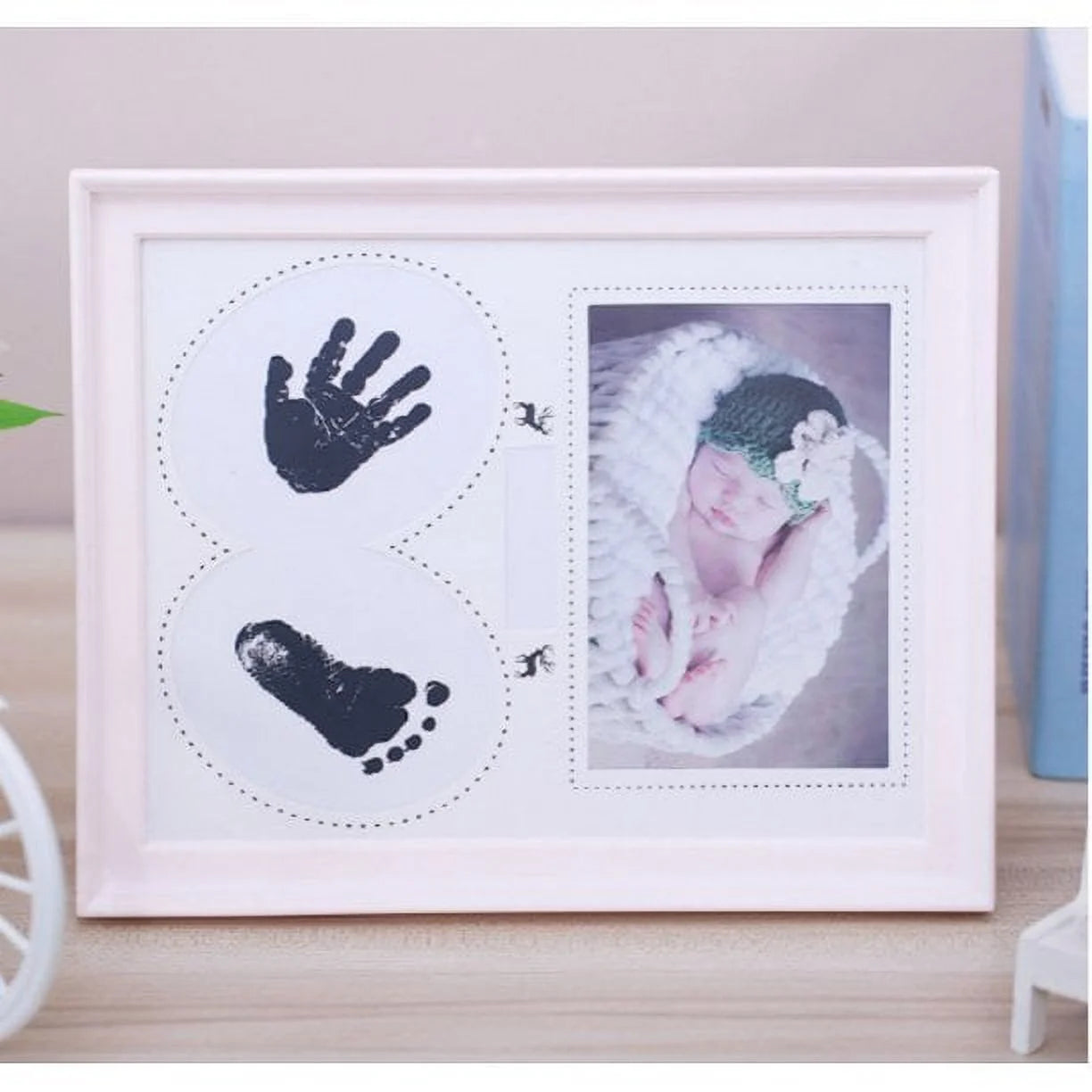 Baby Hand & Footprint Keepsake Frame – Clean Touch Ink, Newborn Gift