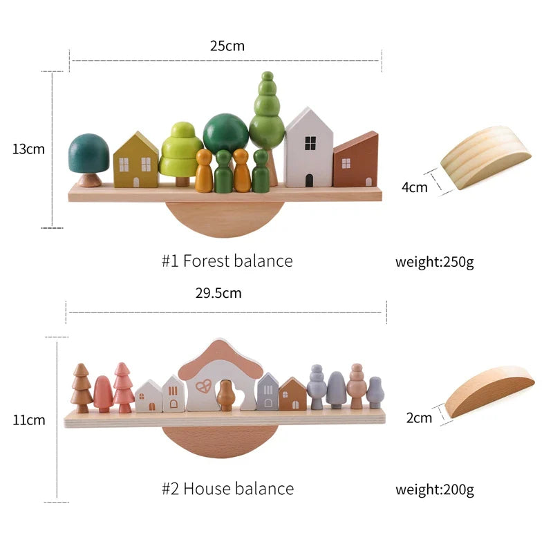 Wooden Tree Balance Toy with Peg Dolls