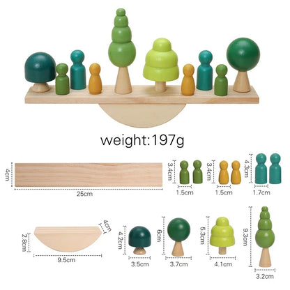 Wooden Tree Balance Toy with Peg Dolls