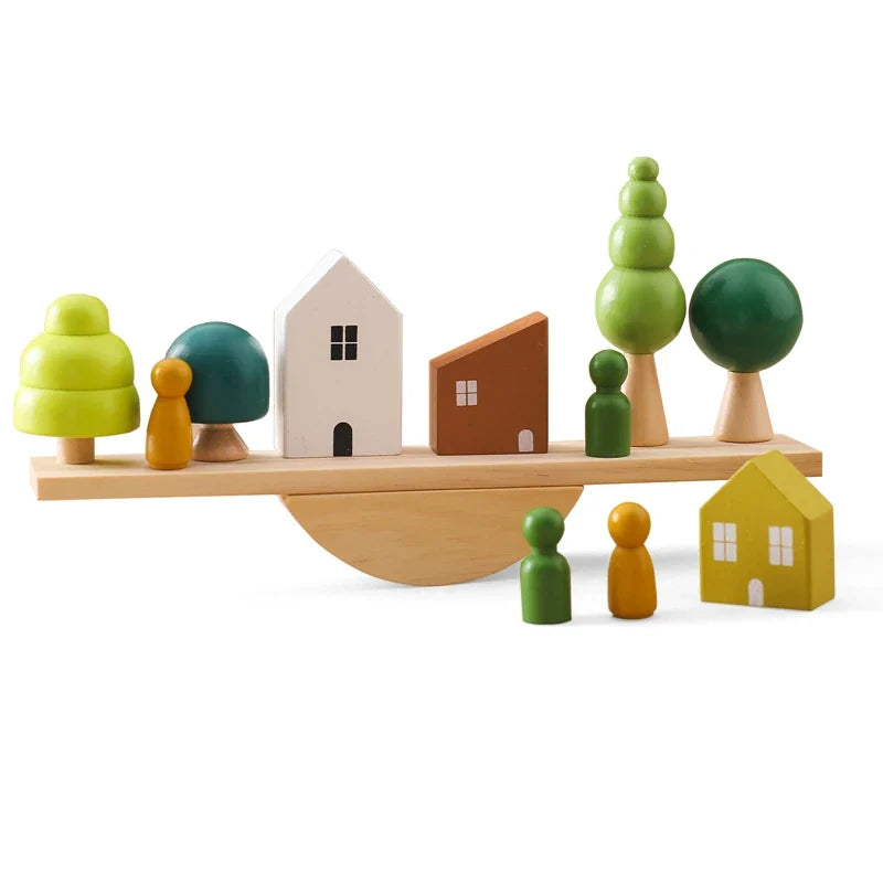 Wooden Tree Balance Toy with Peg Dolls