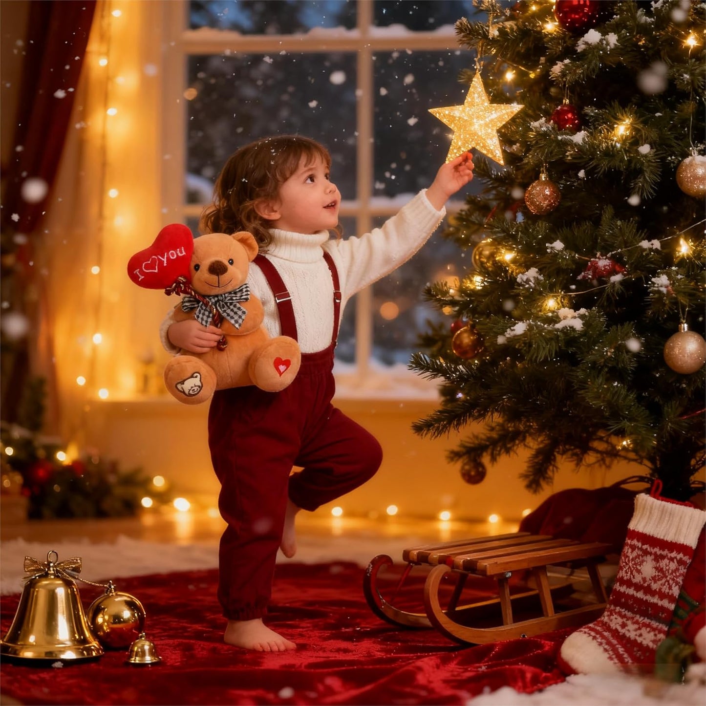 Gloveleya Teddy Bear Plush with “I You” Heart Balloon – Cute 7-Inch Stuffed Animal Gift for Mom, Girlfriend, Wife, Valentine’S Day, Birthday & Anniversary