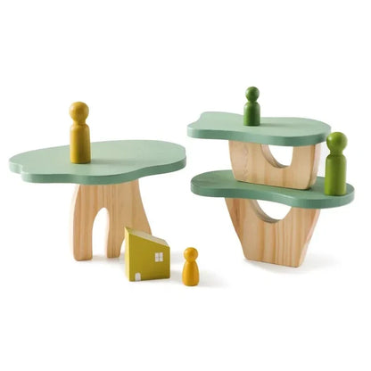 Wooden Tree Balance Toy with Peg Dolls