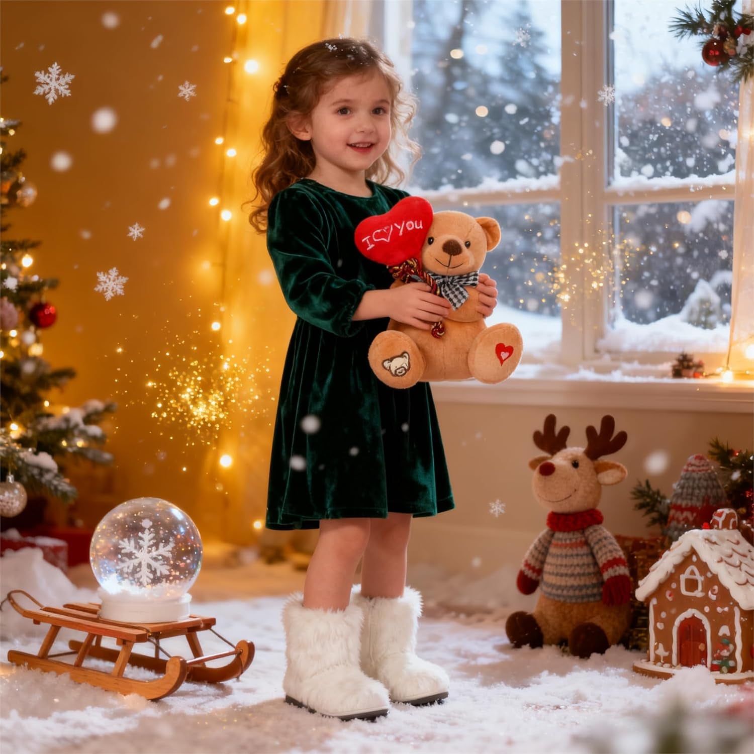 Gloveleya Teddy Bear Plush with “I You” Heart Balloon – Cute 7-Inch Stuffed Animal Gift for Mom, Girlfriend, Wife, Valentine’S Day, Birthday & Anniversary