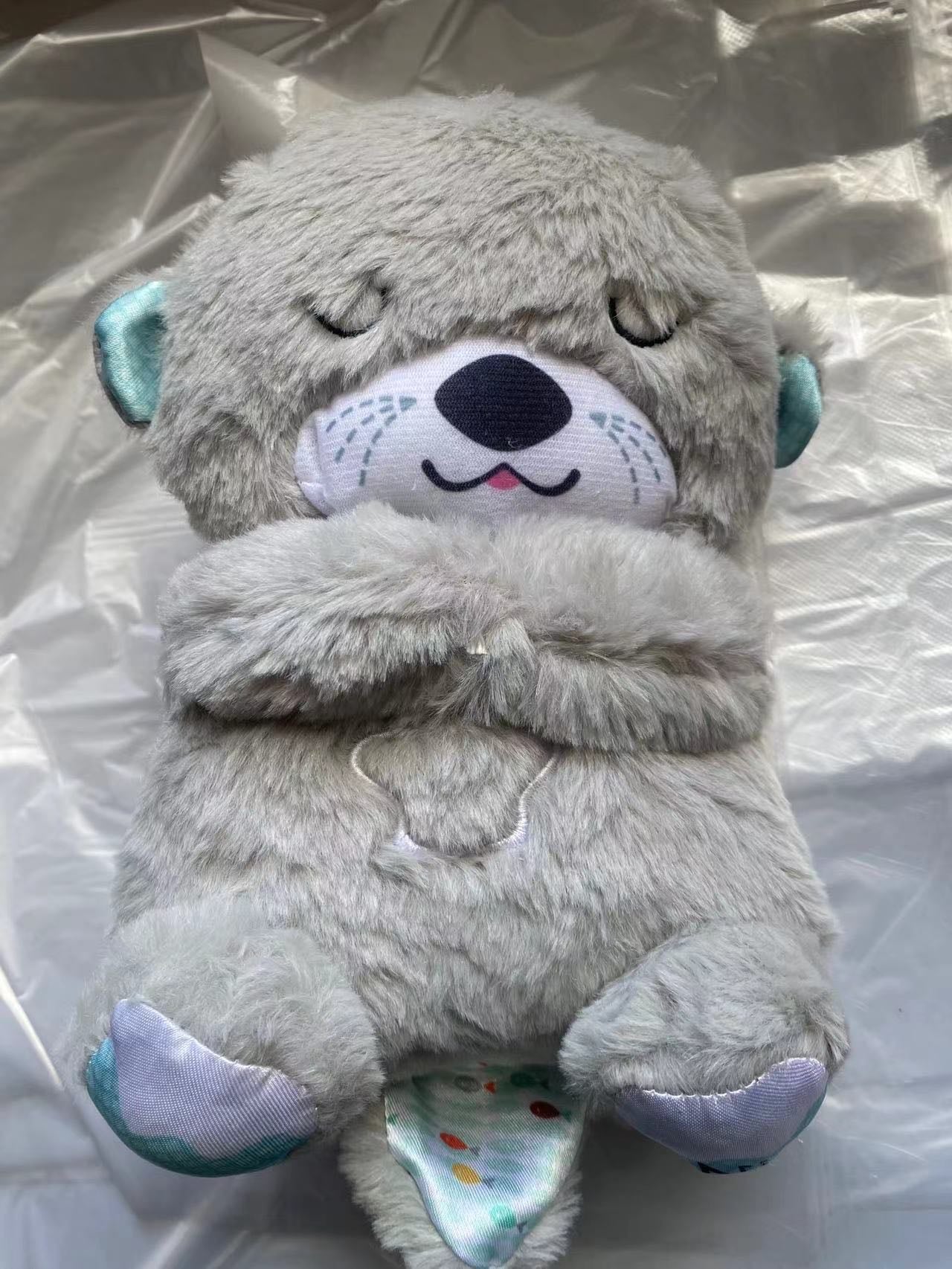 Sound Machine Soothe 'N Snuggle Otter Portable Plush Baby Toy with Sensory Details Music Lights & Rhythmic Breathing Motion