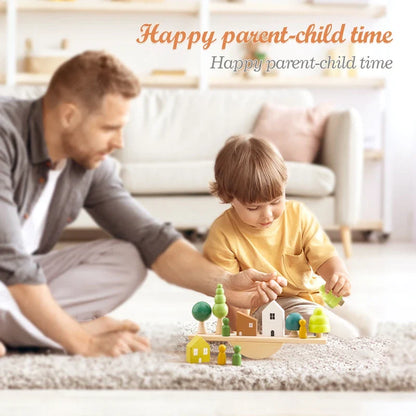 Wooden Tree Balance Toy with Peg Dolls