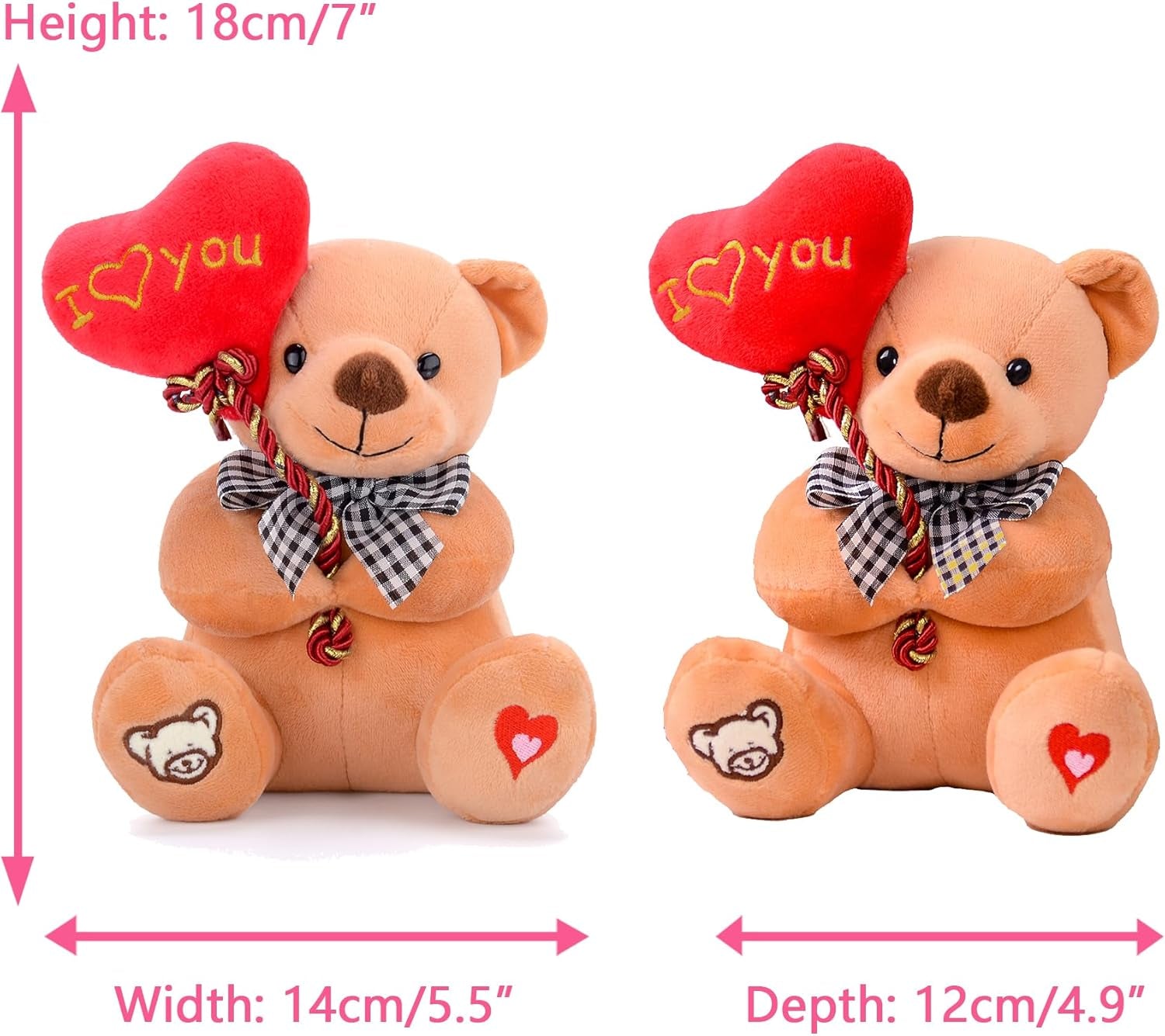 Gloveleya Teddy Bear Plush with “I You” Heart Balloon – Cute 7-Inch Stuffed Animal Gift for Mom, Girlfriend, Wife, Valentine’S Day, Birthday & Anniversary