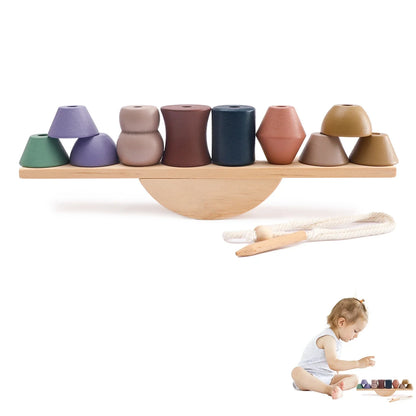 Wooden Tree Balance Toy with Peg Dolls